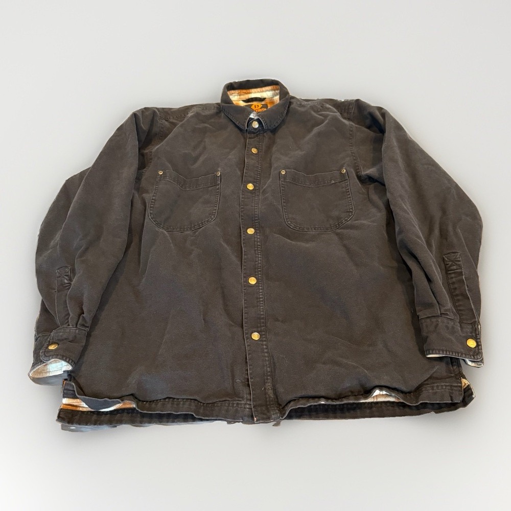 Vintage Builtrite Flannel Lined Carhartt Style Canvas Chore Jacket Black Large L